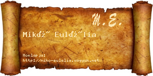 Mikó Eulália névjegykártya